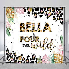 Lofaris Custom Leopard Name Monstera 4th Birthday Backdrop