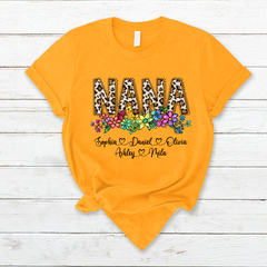 Lofaris Custom Leopard Rainbow Floral Nana And Kids T - Shirt
