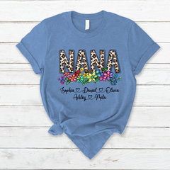 Lofaris Custom Leopard Rainbow Floral Nana And Kids T - Shirt