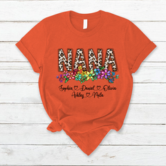 Lofaris Custom Leopard Rainbow Floral Nana And Kids T - Shirt