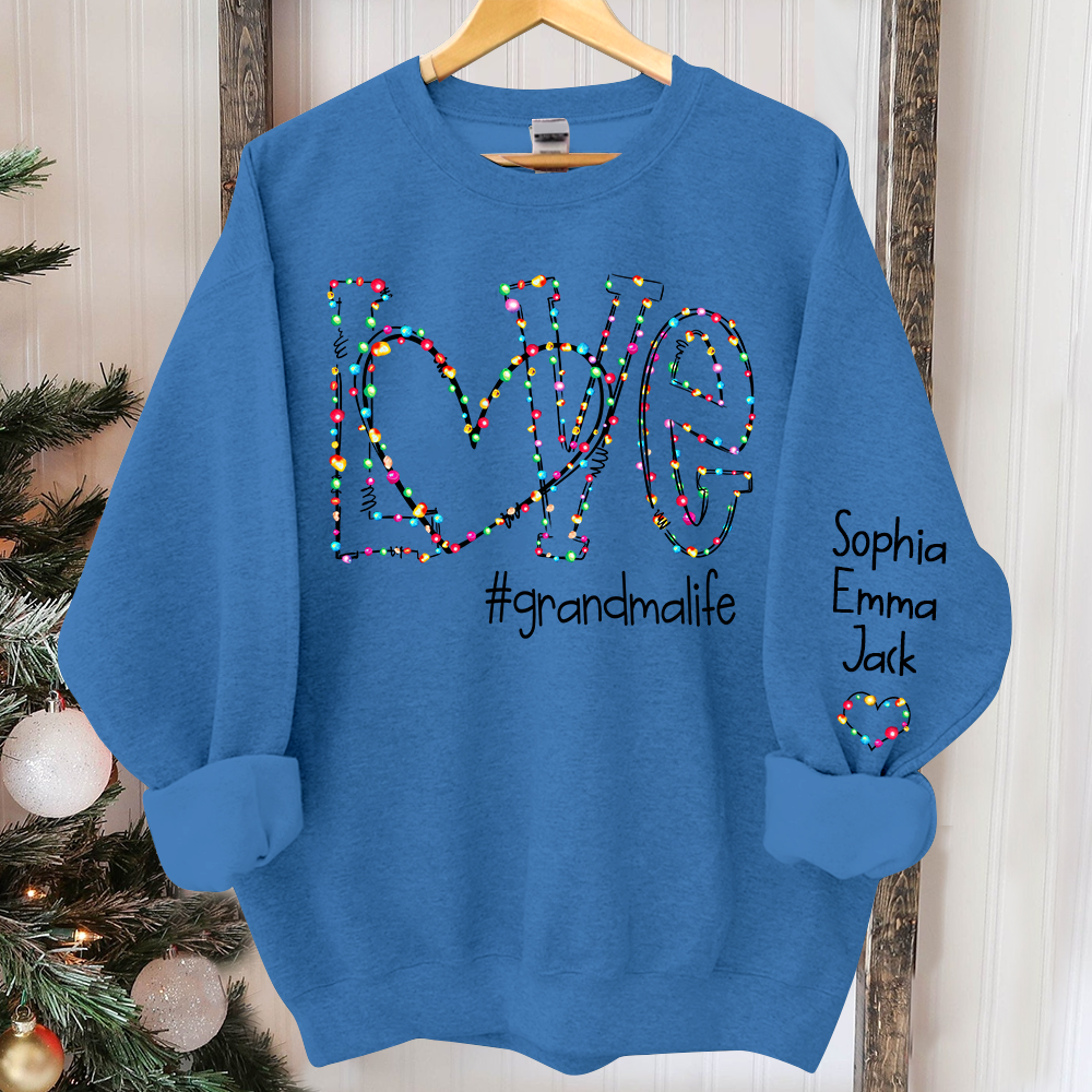 Lofaris Custom Love Grandmalife Kids Christmas Sweatshirt