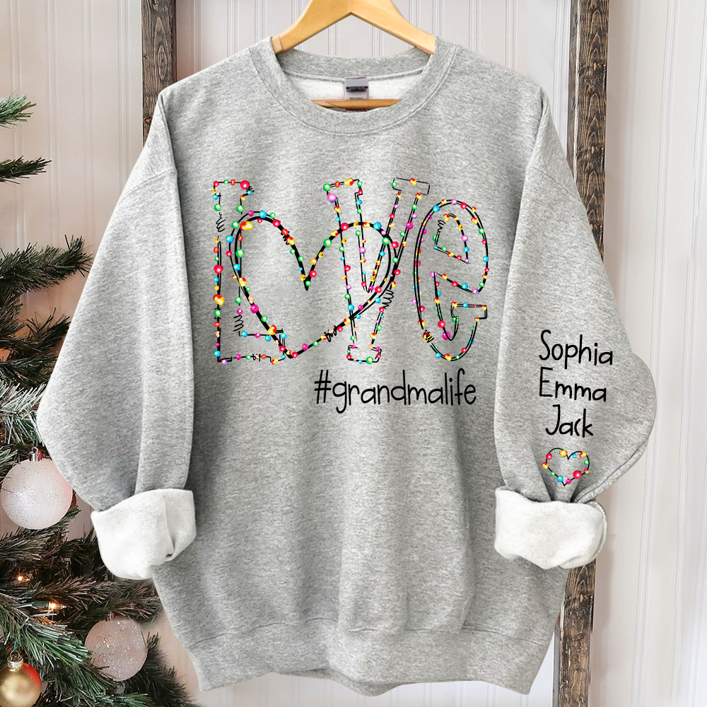 Lofaris Custom Love Grandmalife Kids Christmas Sweatshirt