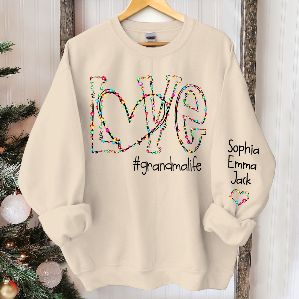 Lofaris Custom Love Grandmalife Kids Christmas Sweatshirt