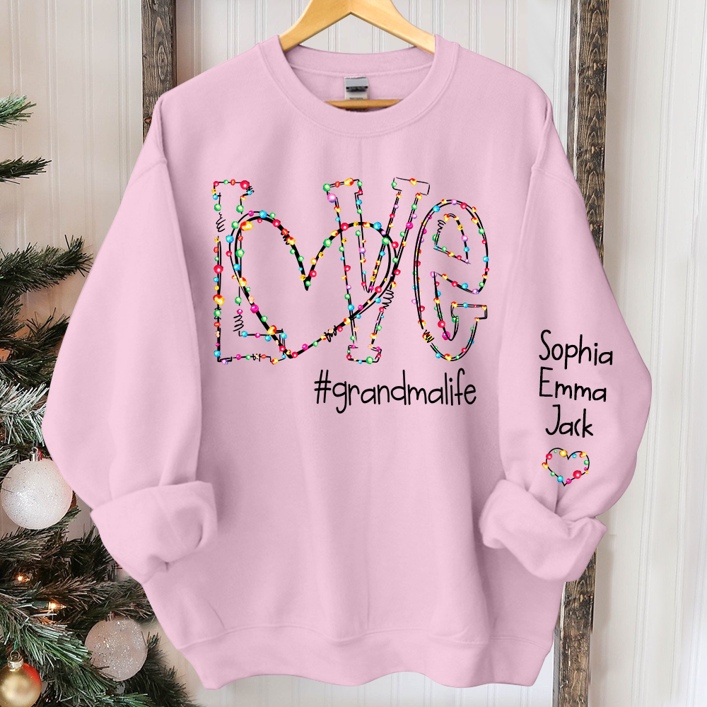 Lofaris Custom Love Grandmalife Kids Christmas Sweatshirt