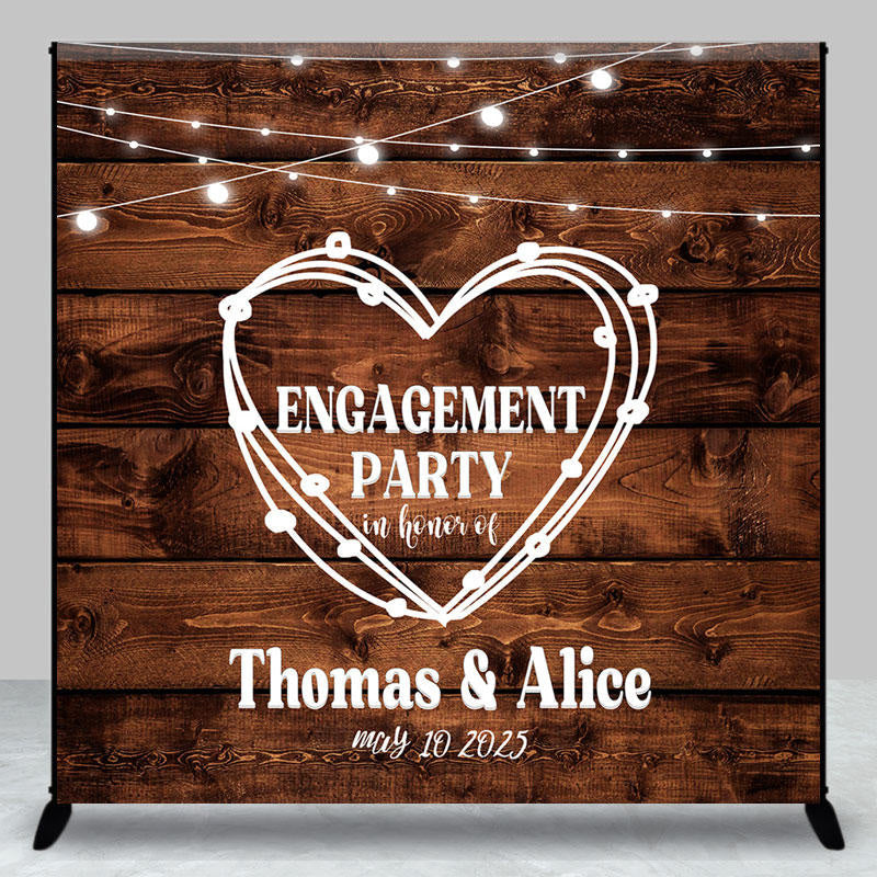 Lofaris Custom Light Stripe Rustic Engagement Party Backdrop
