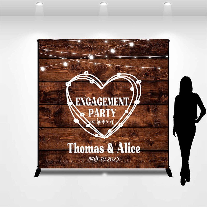 Lofaris Custom Light Stripe Rustic Engagement Party Backdrop