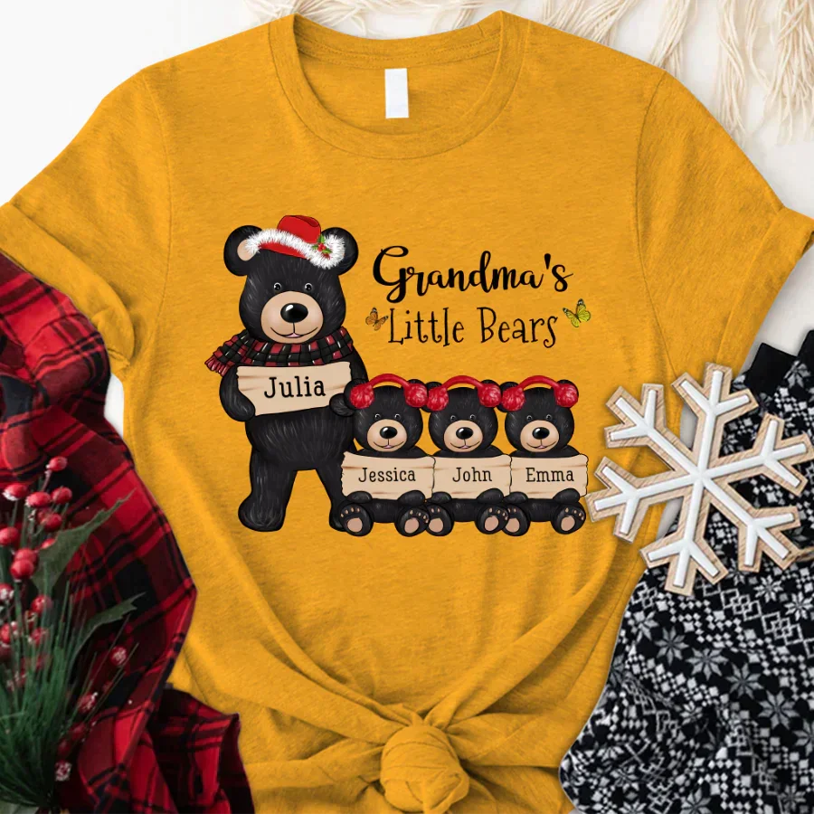 Lofaris Custom Little Bears With Grandkids Christmas T-Shirt