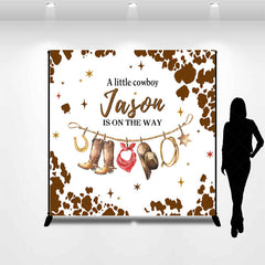 Lofaris Custom Little Cowboy On The Way Baby Shower Backdrop