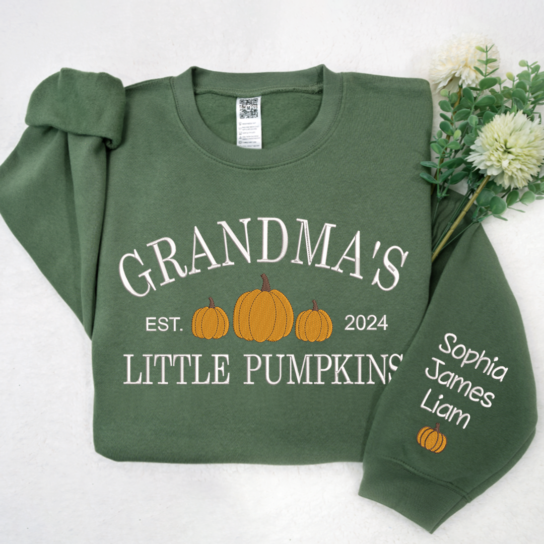Lofaris Custom Little Pumpkins Est Grandma Kids Sweatshirt