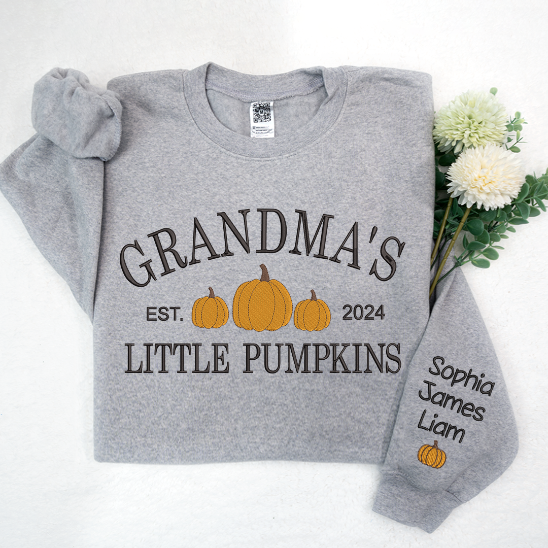 Lofaris Custom Little Pumpkins Est Grandma Kids Sweatshirt