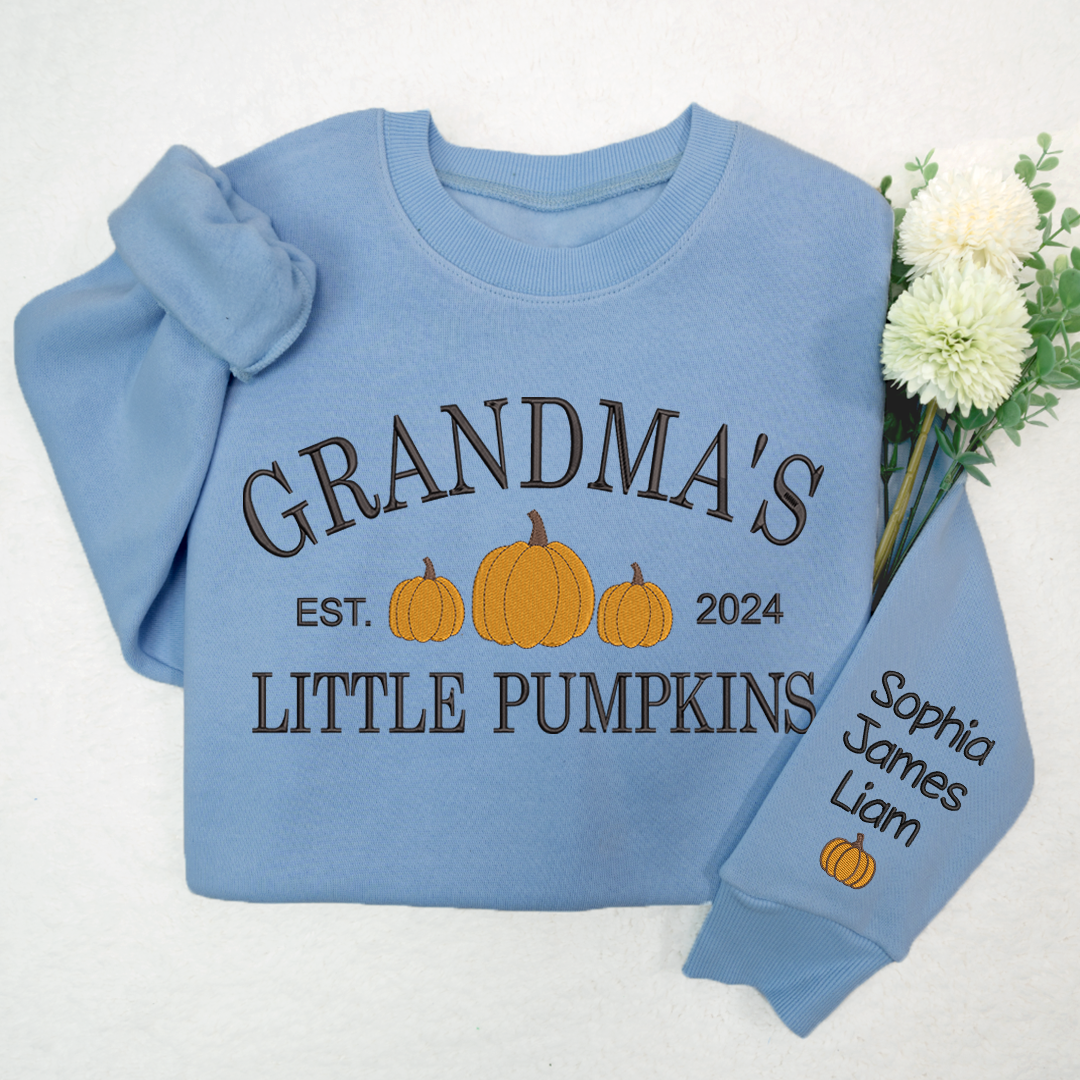 Lofaris Custom Little Pumpkins Est Grandma Kids Sweatshirt