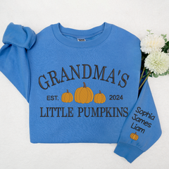 Lofaris Custom Little Pumpkins Est Grandma Kids Sweatshirt