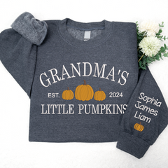 Lofaris Custom Little Pumpkins Est Grandma Kids Sweatshirt