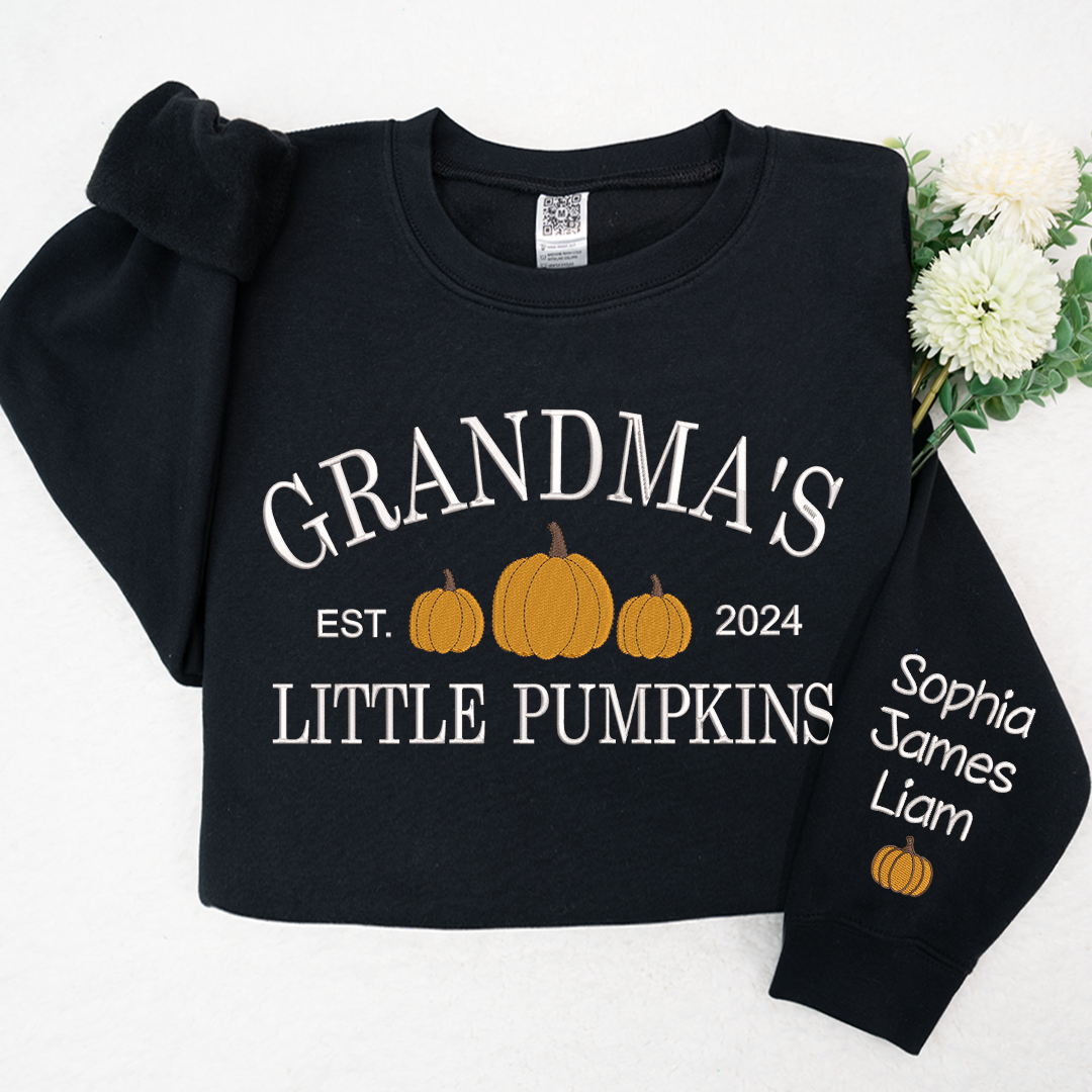 Lofaris Custom Little Pumpkins Est Grandma Kids Sweatshirt