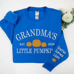 Lofaris Custom Little Pumpkins Est Grandma Kids Sweatshirt