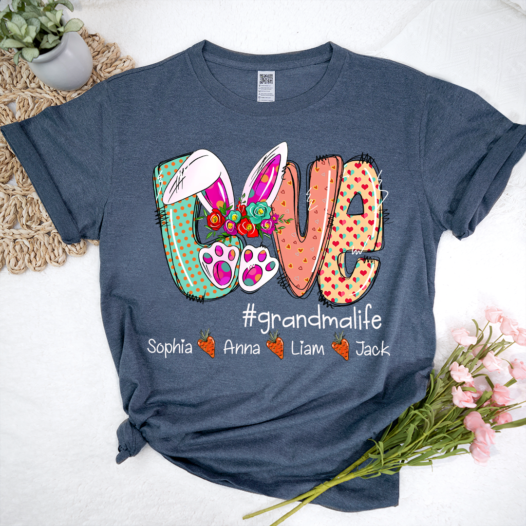 Lofaris Custom Love Easter Grandmalife And Kids T-Shirt