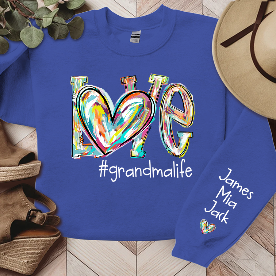 Lofaris Custom Love Grandma Life Color Clipart Sweatshirt