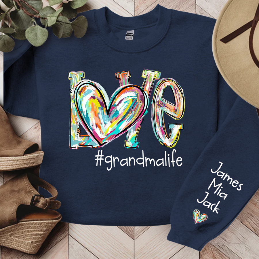 Lofaris Custom Love Grandma Life Color Clipart Sweatshirt