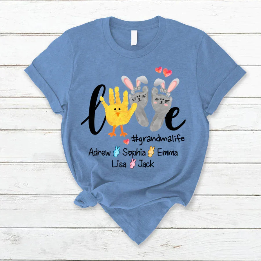 Lofaris Custom Love Grandma Life Hand Easter Day T-Shirt
