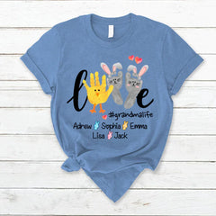Lofaris Custom Love Grandma Life Hand Easter Day T-Shirt