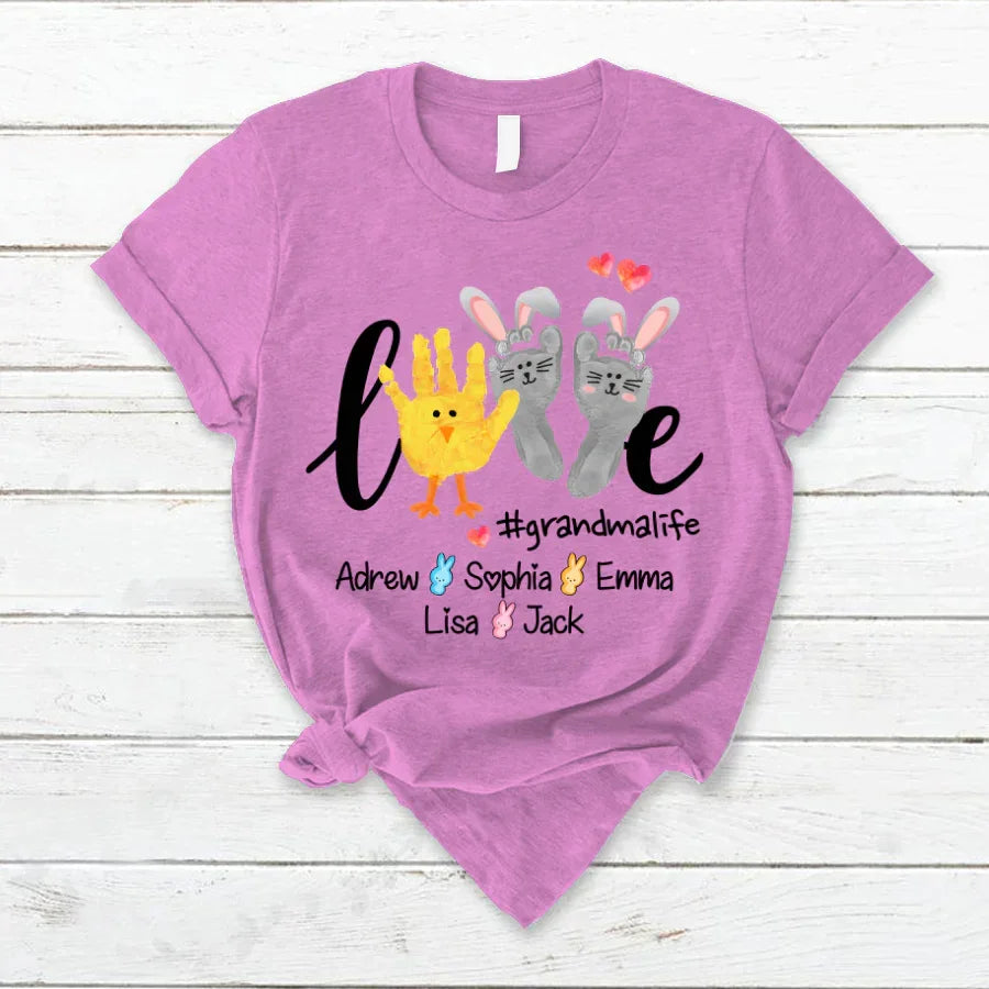 Lofaris Custom Love Grandma Life Hand Easter Day T-Shirt