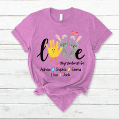 Lofaris Custom Love Grandma Life Hand Easter Day T-Shirt