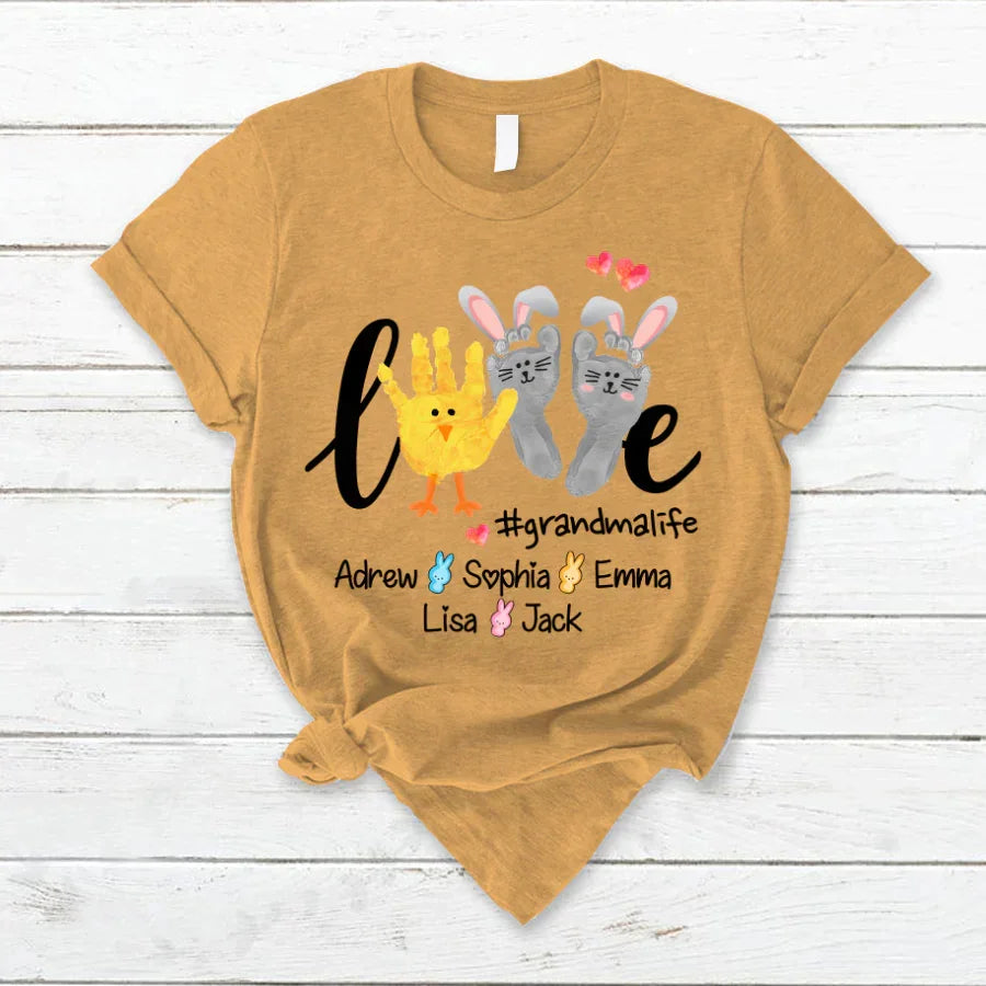 Lofaris Custom Love Grandma Life Hand Easter Day T-Shirt