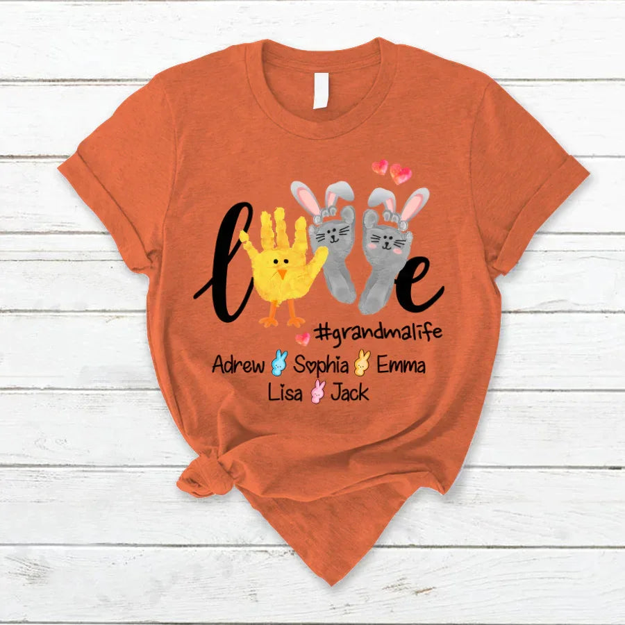 Lofaris Custom Love Grandma Life Hand Easter Day T-Shirt