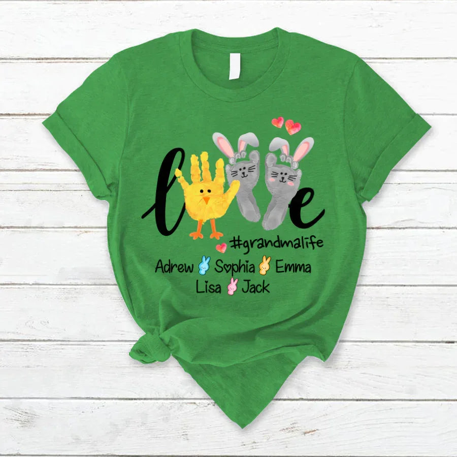 Lofaris Custom Love Grandma Life Hand Easter Day T-Shirt
