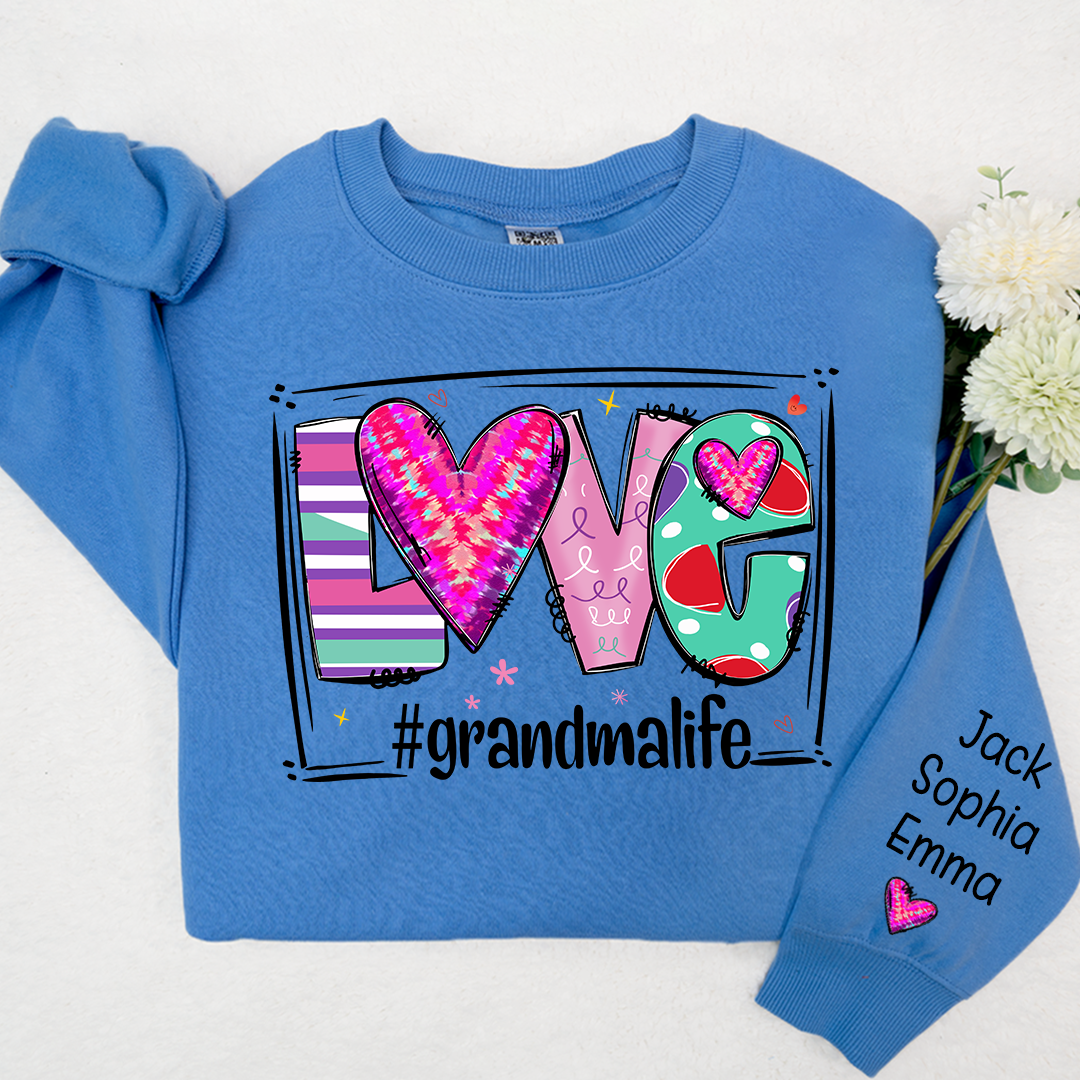 Lofaris Love grandmalife Valentine¡¯s Day Sweatshirt with kids