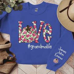 Lofaris Custom Love Grandmalife Pink Flowers Sweatshirt