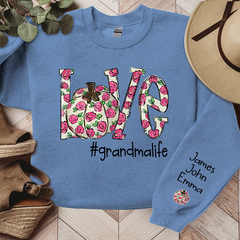 Lofaris Custom Love Grandmalife Pink Flowers Sweatshirt