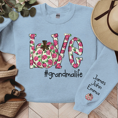 Lofaris Custom Love Grandmalife Pink Flowers Sweatshirt