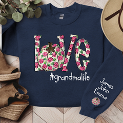 Lofaris Custom Love Grandmalife Pink Flowers Sweatshirt
