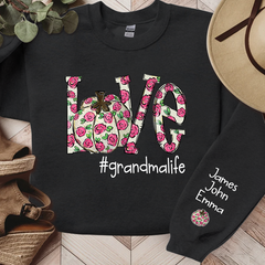 Lofaris Custom Love Grandmalife Pink Flowers Sweatshirt