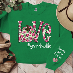 Lofaris Custom Love Grandmalife Pink Flowers Sweatshirt