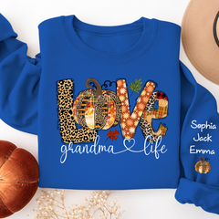 Lofaris Custom Love Grandmalife Pumpkin Grandkids Sweatshirt