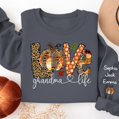 Lofaris Custom Love Grandmalife Pumpkin Grandkids Sweatshirt