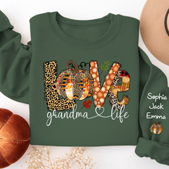 Lofaris Custom Love Grandmalife Pumpkin Grandkids Sweatshirt