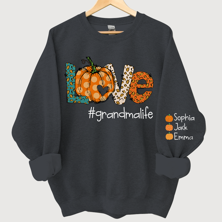 Lofaris Love grandmalife Leopard,Pumpkin Fall Personalized Autumn Sweatshirt