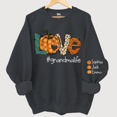 Lofaris Love grandmalife Leopard,Pumpkin Fall Personalized Autumn Sweatshirt