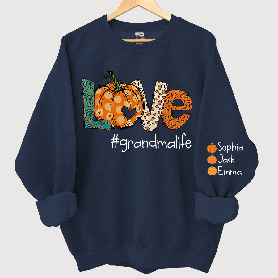 Lofaris Love grandmalife Leopard,Pumpkin Fall Personalized Autumn Sweatshirt