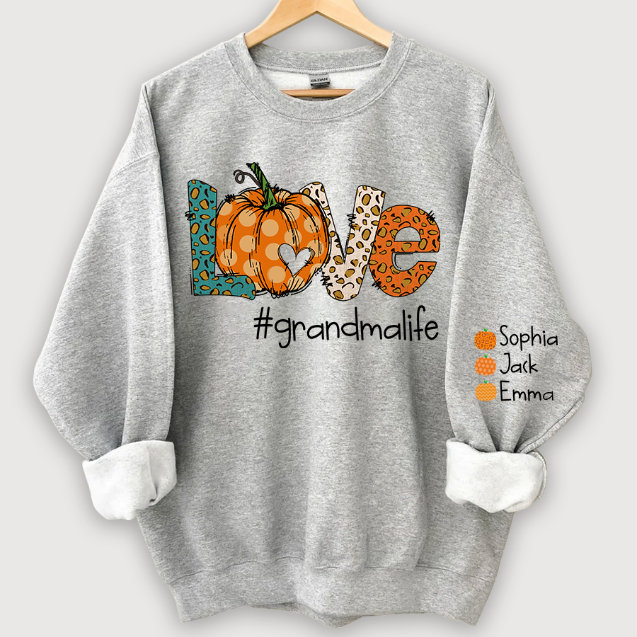 Lofaris Love grandmalife Leopard,Pumpkin Fall Personalized Autumn Sweatshirt