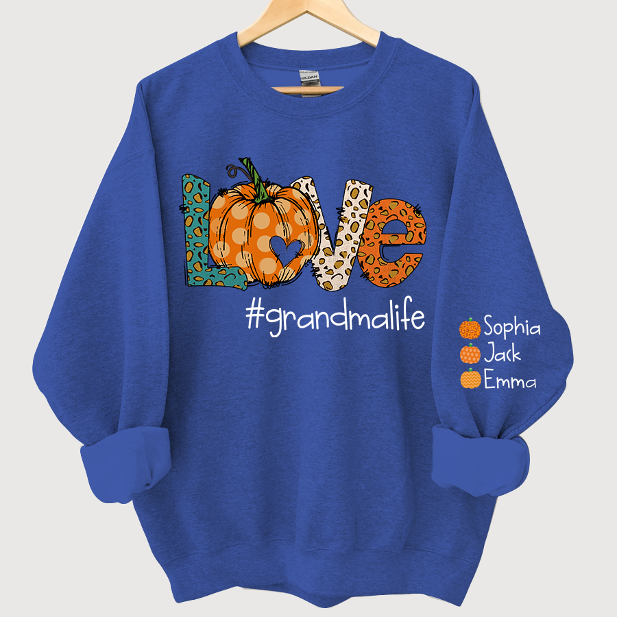 Lofaris Love grandmalife Leopard,Pumpkin Fall Personalized Autumn Sweatshirt