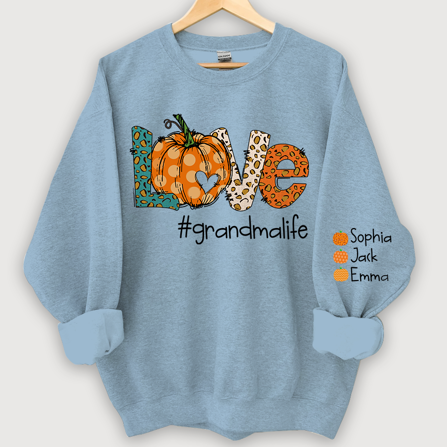 Lofaris Love grandmalife Leopard,Pumpkin Fall Personalized Autumn Sweatshirt