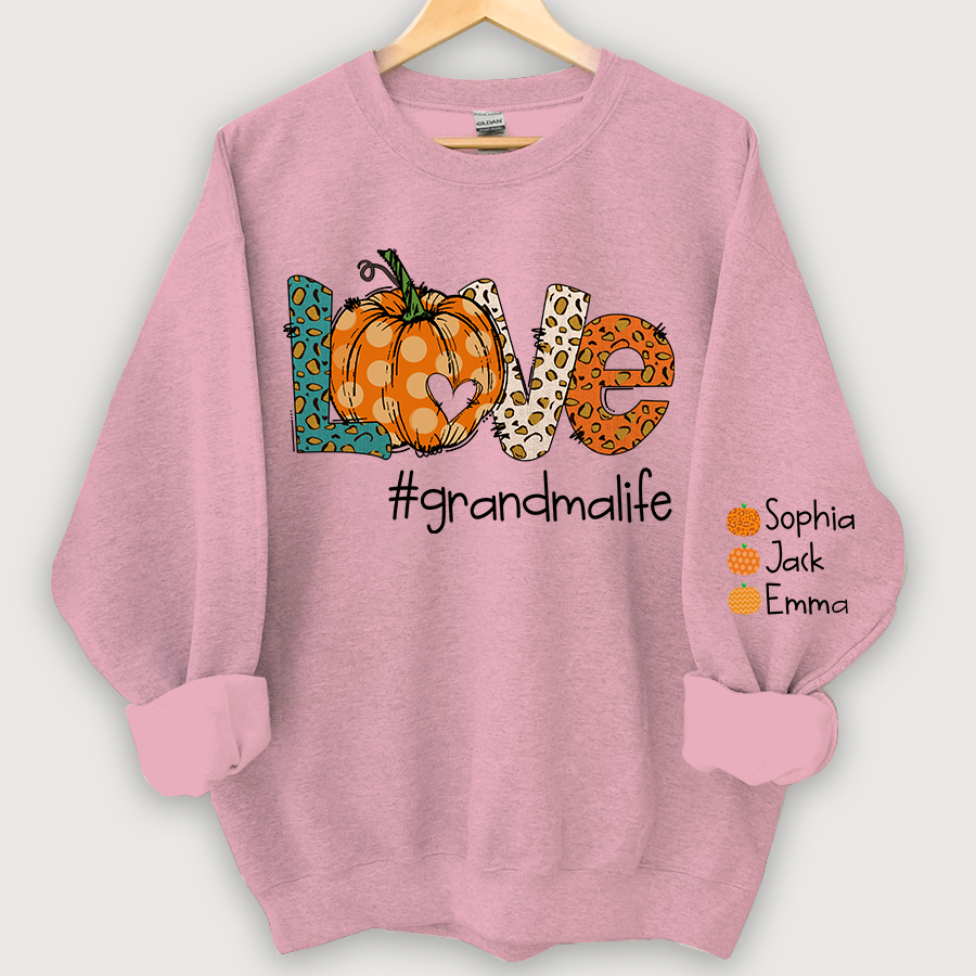 Lofaris Love grandmalife Leopard,Pumpkin Fall Personalized Autumn Sweatshirt