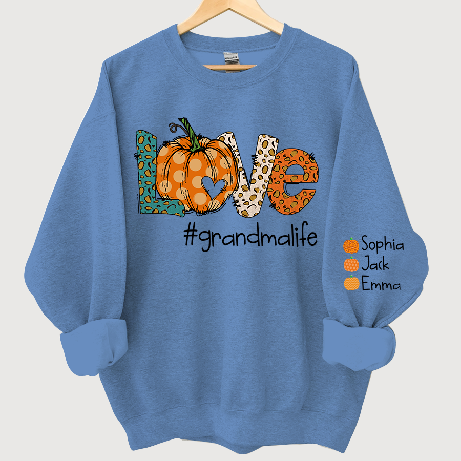 Lofaris Love grandmalife Leopard,Pumpkin Fall Personalized Autumn Sweatshirt