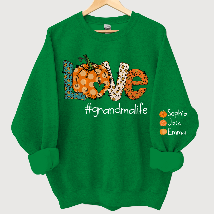Lofaris Love grandmalife Leopard,Pumpkin Fall Personalized Autumn Sweatshirt