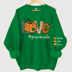 Lofaris Love grandmalife Leopard,Pumpkin Fall Personalized Autumn Sweatshirt