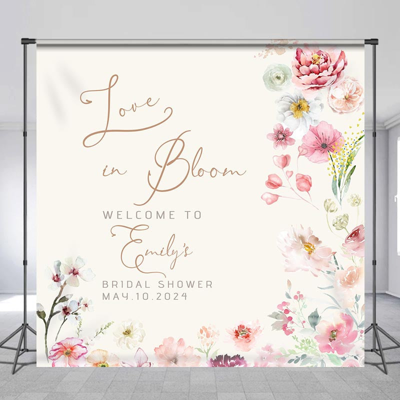 Lofaris Custom Love In Bloom Floral Bridal Shower Backdrop